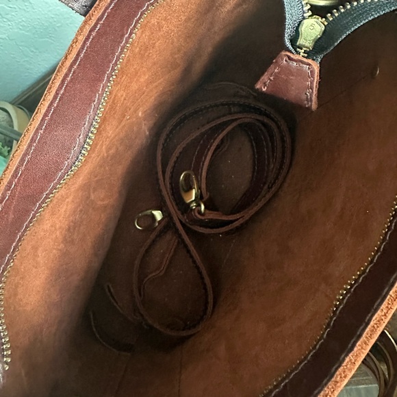 Portland Leather Goods Mini crossbody tote in Cognac with BONUS tassel - Picture 4 of 6